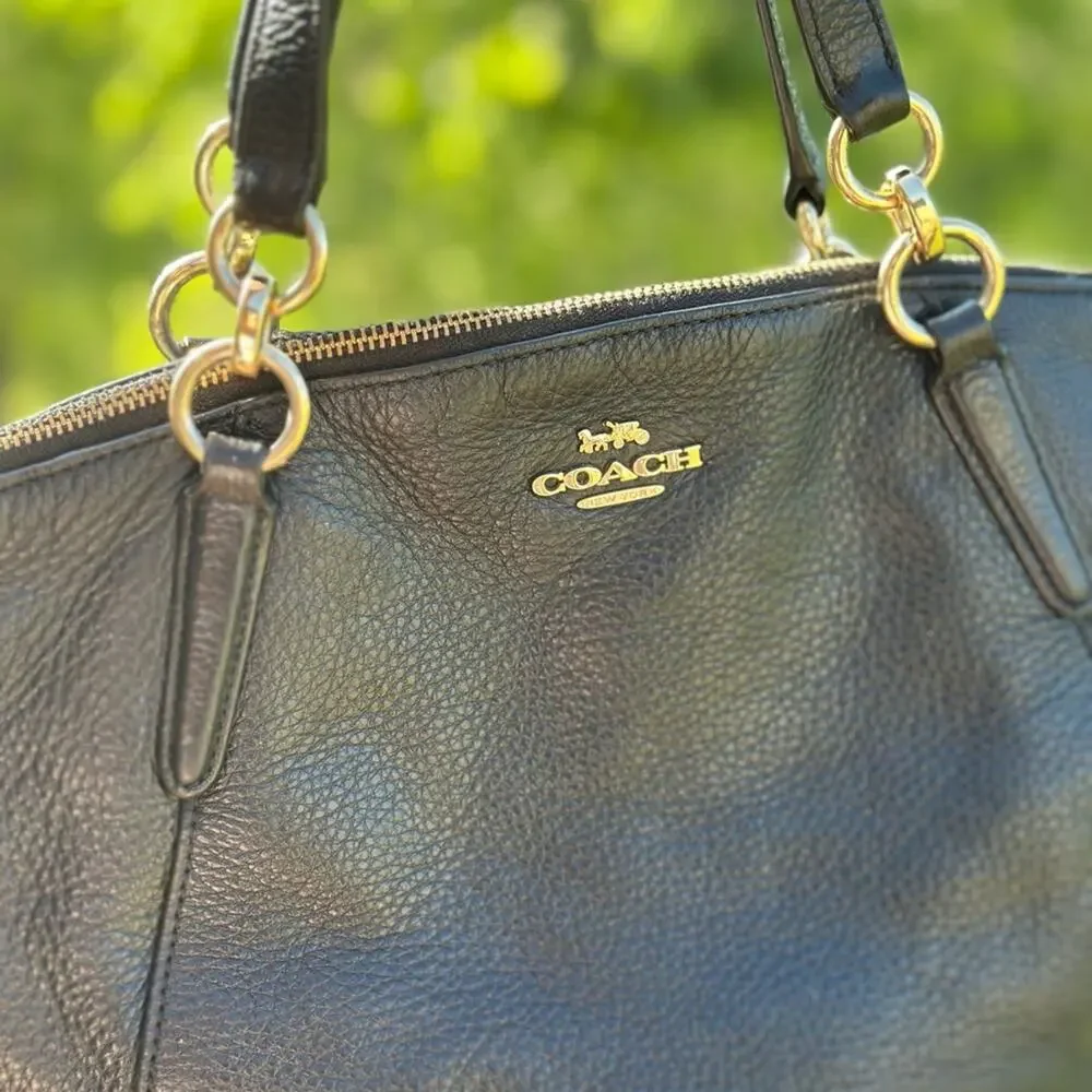 Coach Kelsey Satchel Crossbody Black Leather Handbag